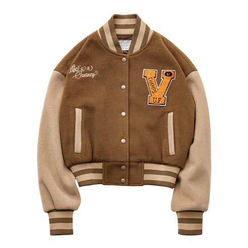 Vintage Collegiate Baseball Jacket – Wool Letter Embroidered Coat